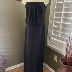 HALSTON HERITAGE Strapless Flowy Drape-Back Gown